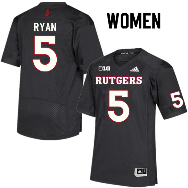 Women #5 Sean Ryan Rutgers Scarlet Knights College Football Jerseys Sale-Black - Click Image to Close